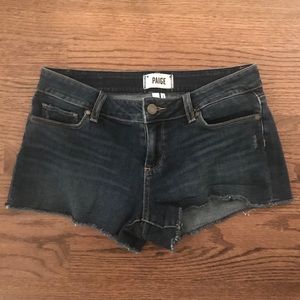 Paige Dark Wash Jean Shorts